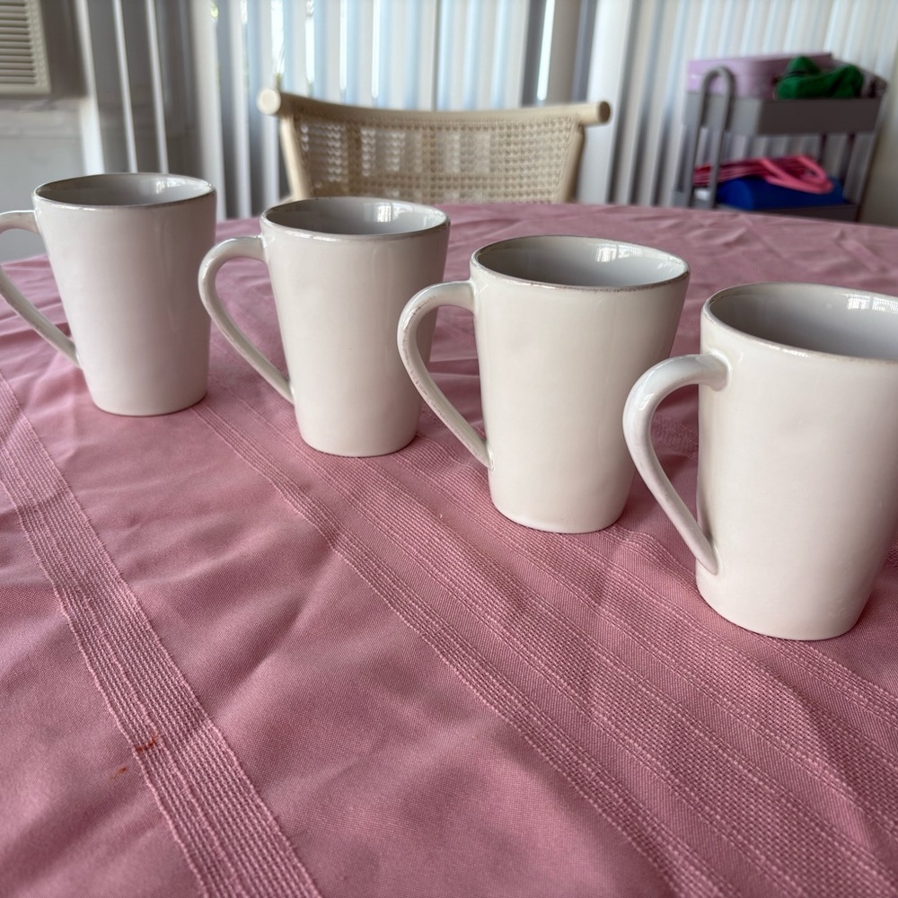 Crate&Barrel White Mugs Set for Dining - Picture 2 of 4